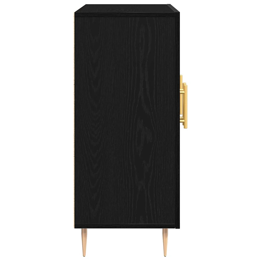 Credenza | Madia | Buffet da pranzo | Armadio da pranzo Rovere Nero 90 x 34 x 80 cm Legno multistrato