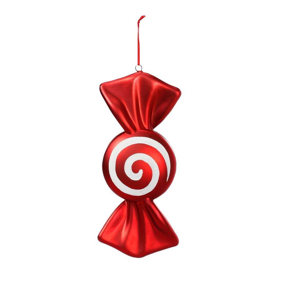 PENDENTE DI NATALE A FORMA DI CARAMELLA ROSSO E BIANCO PLASTICA 30,5CM