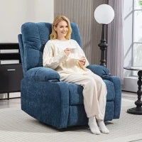 Poltrona Relax con Poggiapiedi, Poltrona Reclinabile, Girevole, fino a 150 kg, Struttura in Acciaio, 88x96x108cm, Blu Scuro