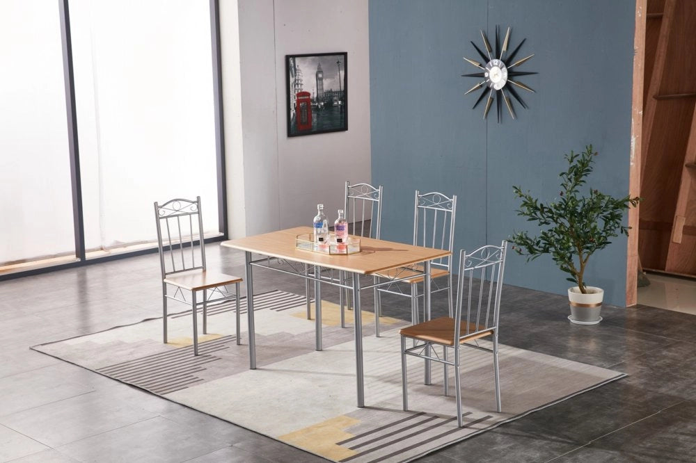 1pz set tavolo con 4 sedie(120x70) legno chiaro cod:ferx.99125
