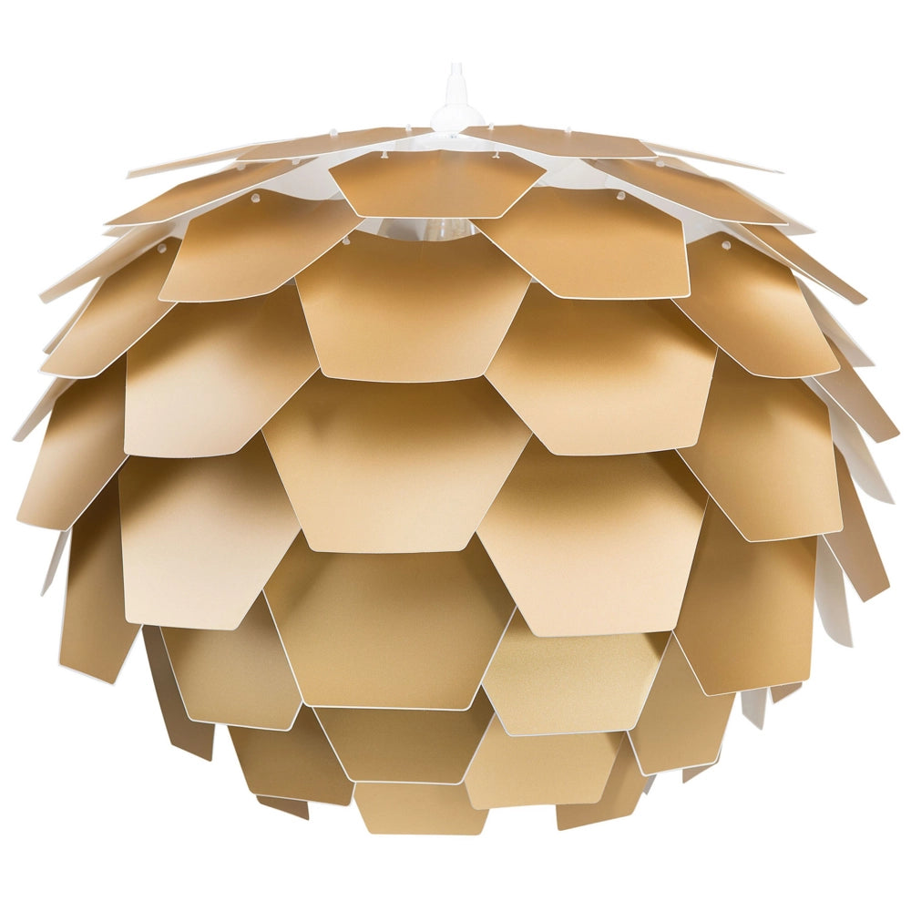 Lampadario Lampada a Sospensione con paralume a forma di globo a forma di pigna in plastica dorata