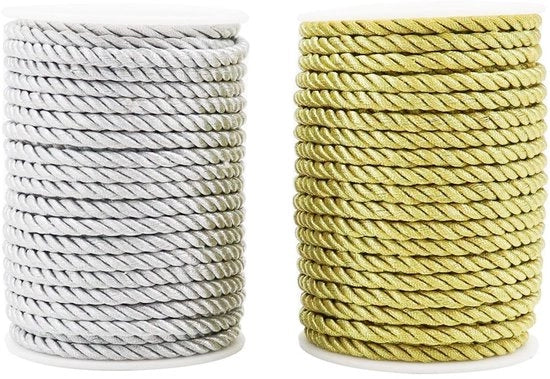 Set di corda decorativa 6mm in nylon - 5 pezzi - finitura lucida - materiale resistente - corda decorativa per artigianato DIY