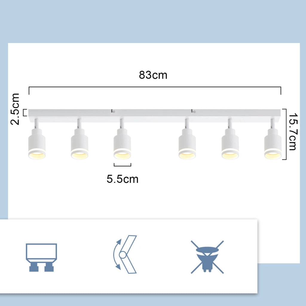 ZMH Faretto da soffitto bianchi 6 luci GU10 metallo orientabili moderni per camera letto sala pranzo senza lampadina