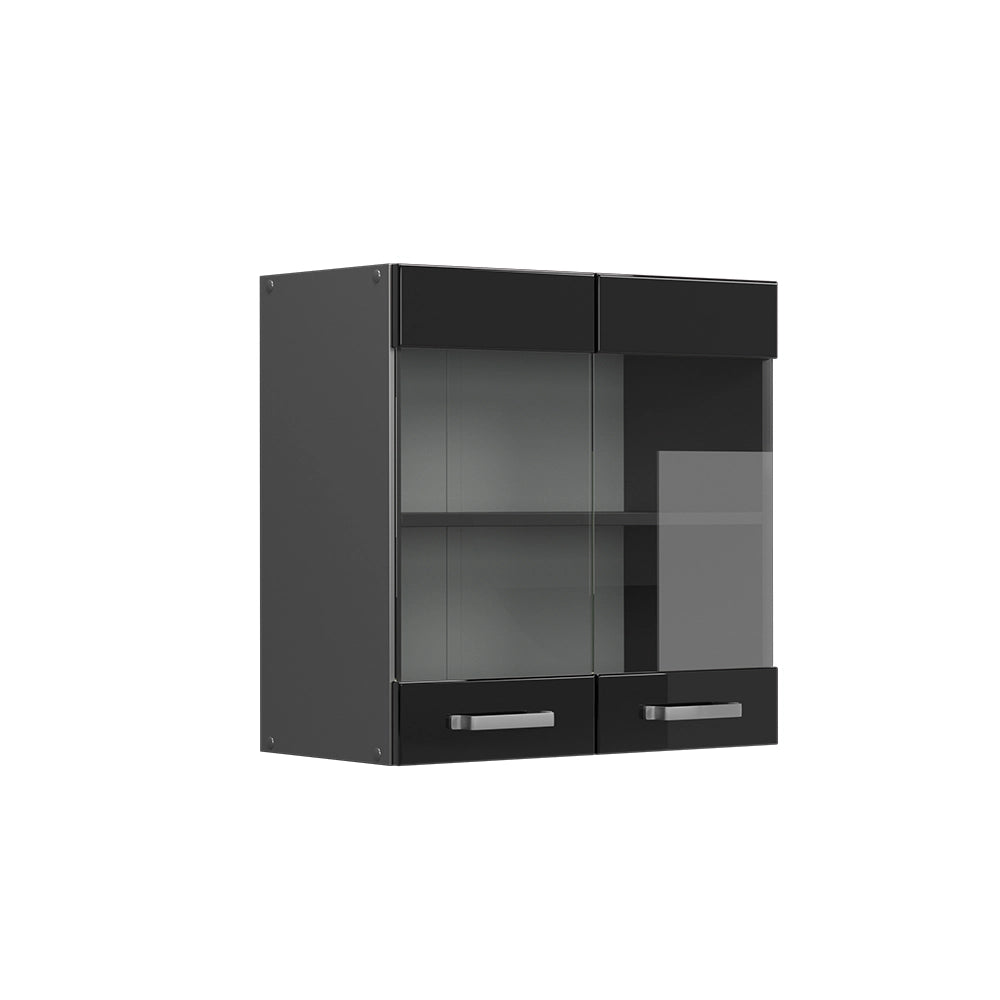 Vicco Mobile da cucina in vetro Nero lucido 60 cm