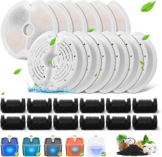 Filtro per fontana per gatti adatta per fontane per gatti da 67oz/2L con luce LED e sistema di filtraggio a triplo stadio