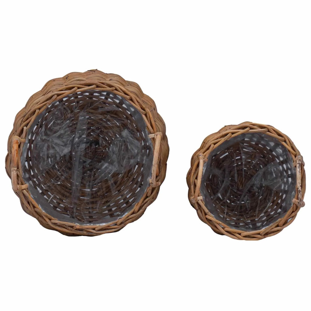 Cestino per piante con archiviazione 2 pcs Marrone Rattan Lacak