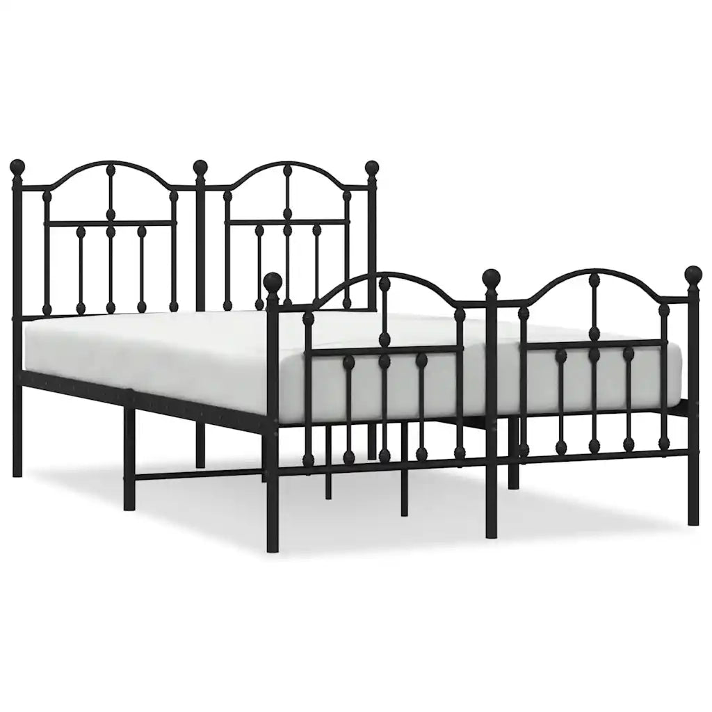 Giroletto con Testiera e Pediera Metallo Nero 120x200 cm 353455