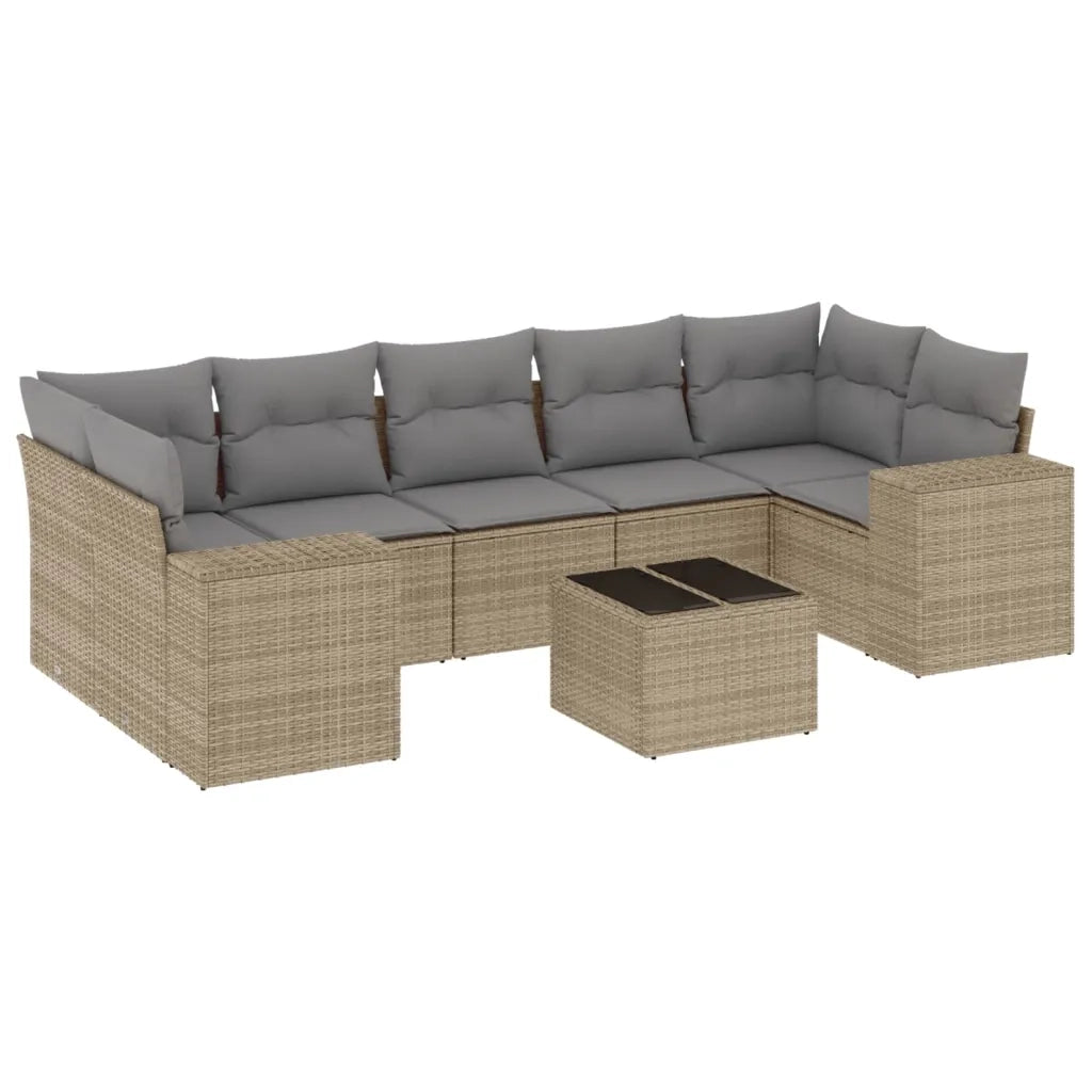 Set Divano da Giardino 8 pz con Cuscini Beige in Polyrattancod mxl 89783