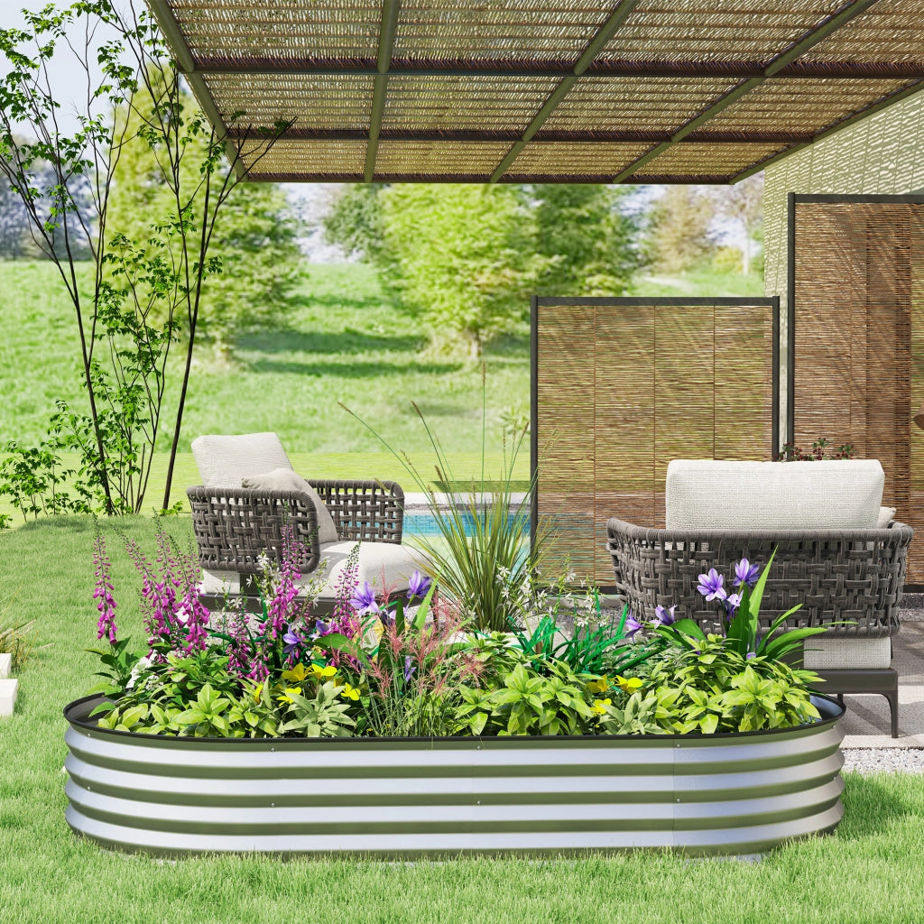 Letto da Giardino Rialzato in Acciaio Zincato ¨C Zephmum ¨C 181x93x30cm Argento