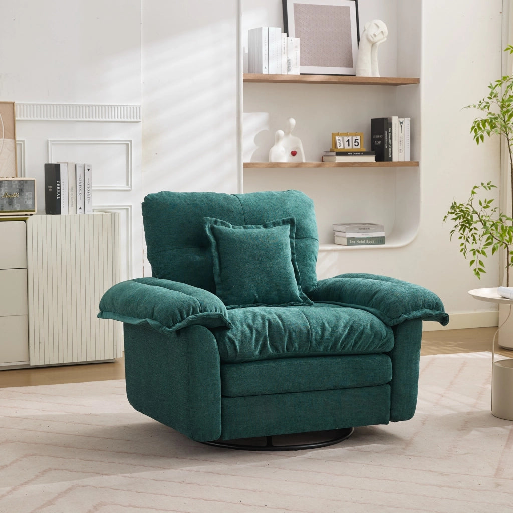 Set di divani lineari 1 posto e 2 posti con seduta profonda e cuscini in chenille imbottita - verde