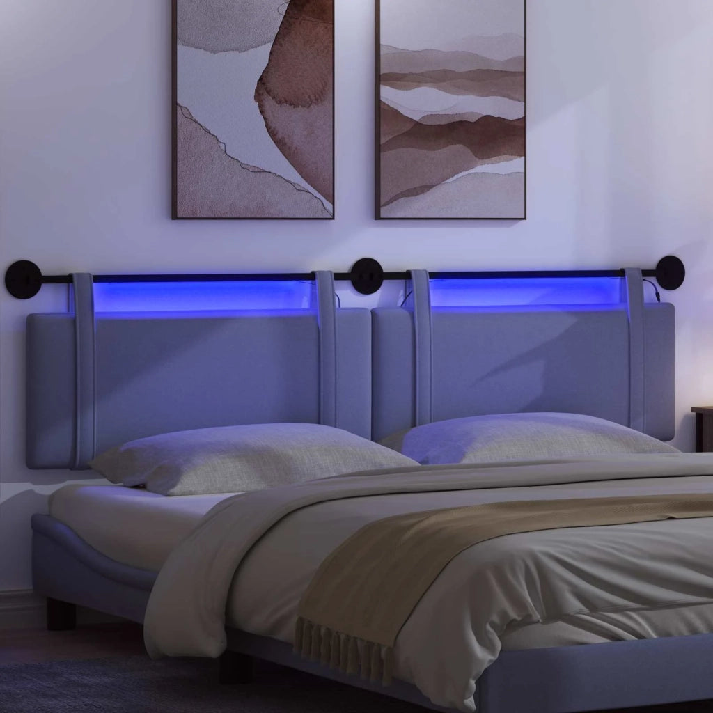 Testiera sospesa Con luce LED Blu jeans Tessuto 3424038