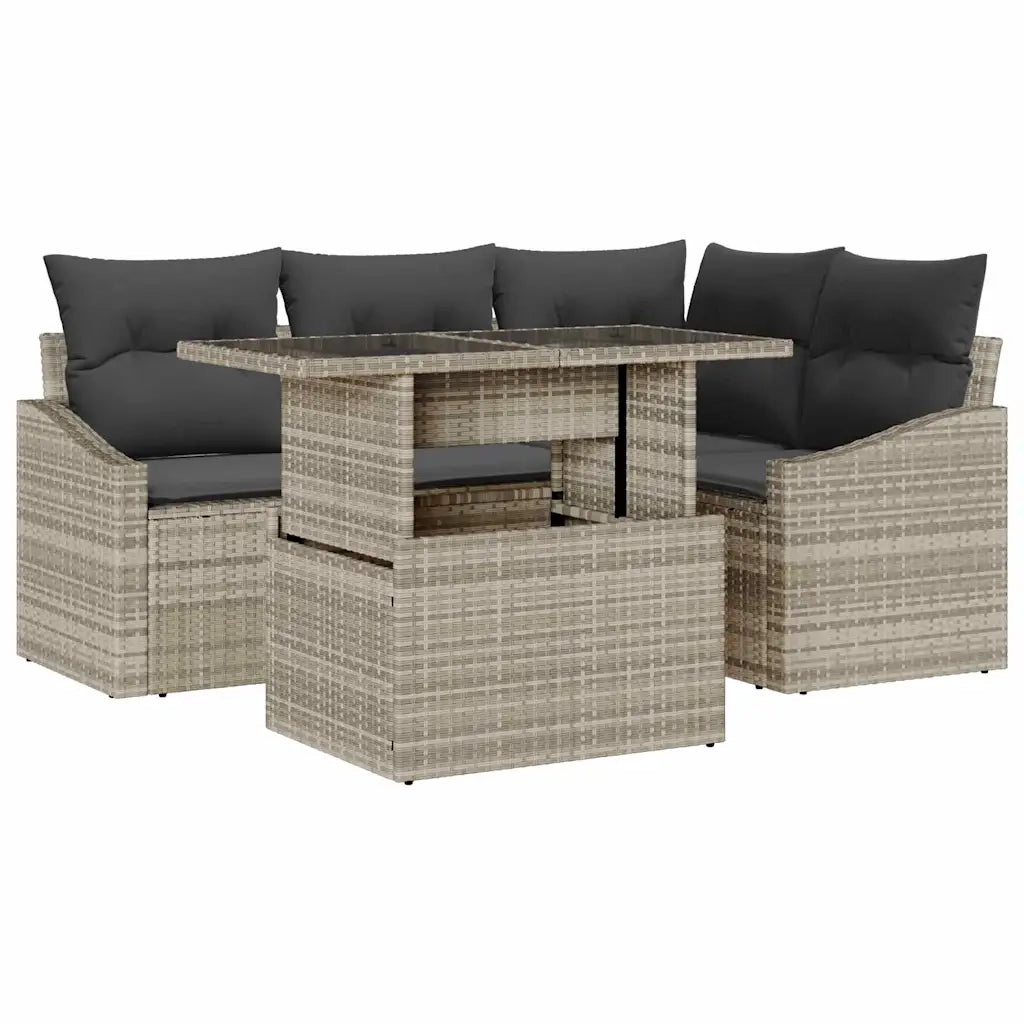 Set Divano da Giardino 5 pcs Grigio chiaro e grigio scuro 3357735