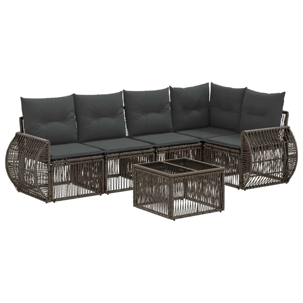 Set Divano da Giardino 6 pcs Grigio e Grigio Scuro polyrattan 3435419