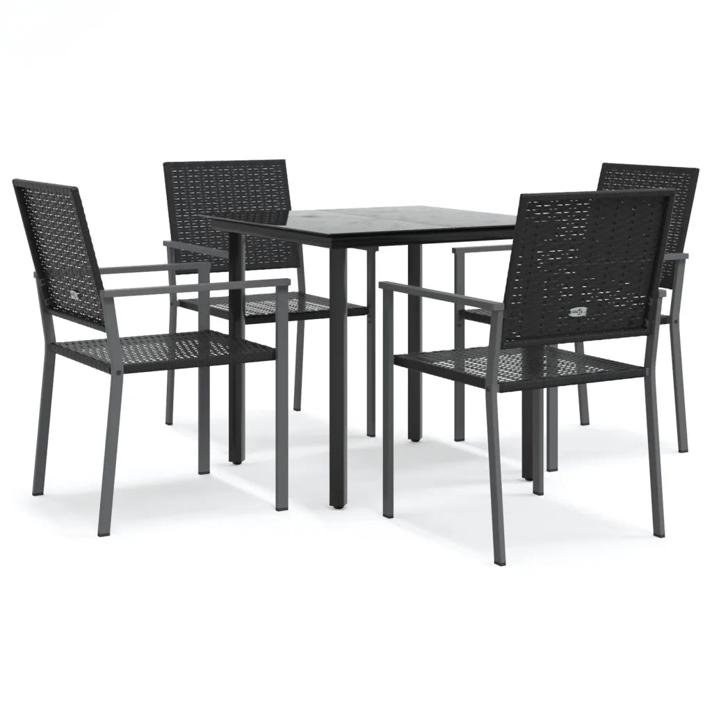 Set da Pranzo da Giardino 5 pz in Polyrattan e Acciaio