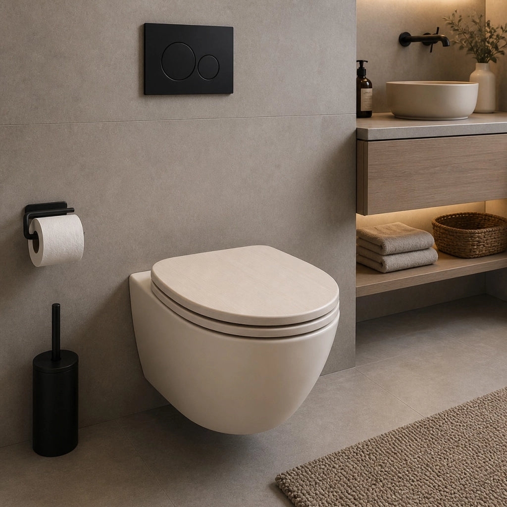 Sedile Copriwater Universale MDF Rovere Chiaro Effetto Legno 94105