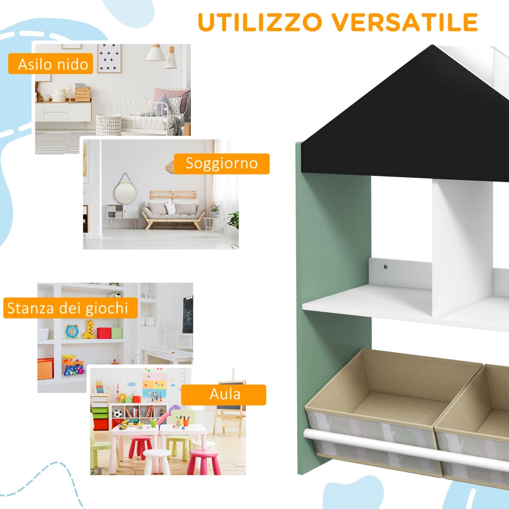 EasyComfort Scaffale Portagiochi per Bambini con Ripiani e Cassetti Rimovibili, Verde