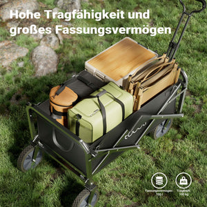 Toboli Carretto a mano pieghevole, max 100 kg, tessuto impermeabile nero e manico telescopico, Carrello spiaggia