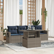 Set Divani da Giardino 5 pz con Cuscini Grigio in Polyrattan 3267731