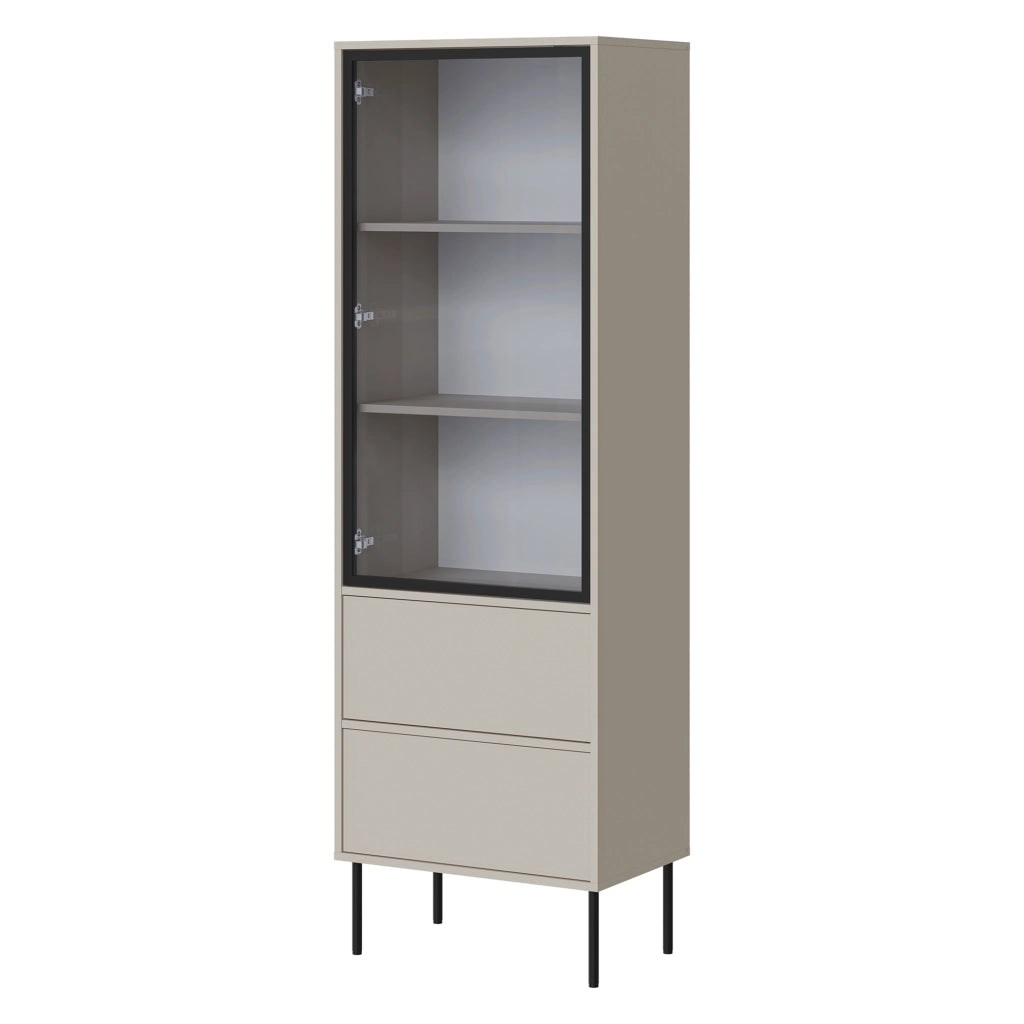 Mobile Espositore Zanica, Vetrina 2 Ripiani, 60x40x185h cm Beige