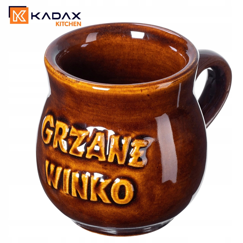 Tazza da vin brulé KADAX da 250 ml in gres con manico, ideale come regalo. Ceramica
