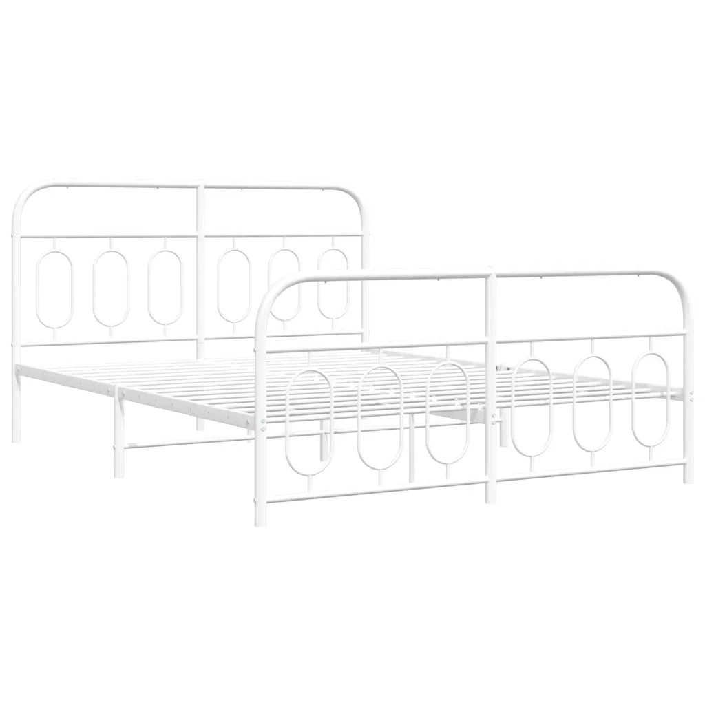 Giroletto con Testiera e Pediera-Struttura Letto Metallo Bianco 140x190 cm 744824