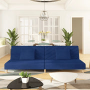 Divano Letto a 2 Posti con 2 Cuscini Blu in Tessuto 375893