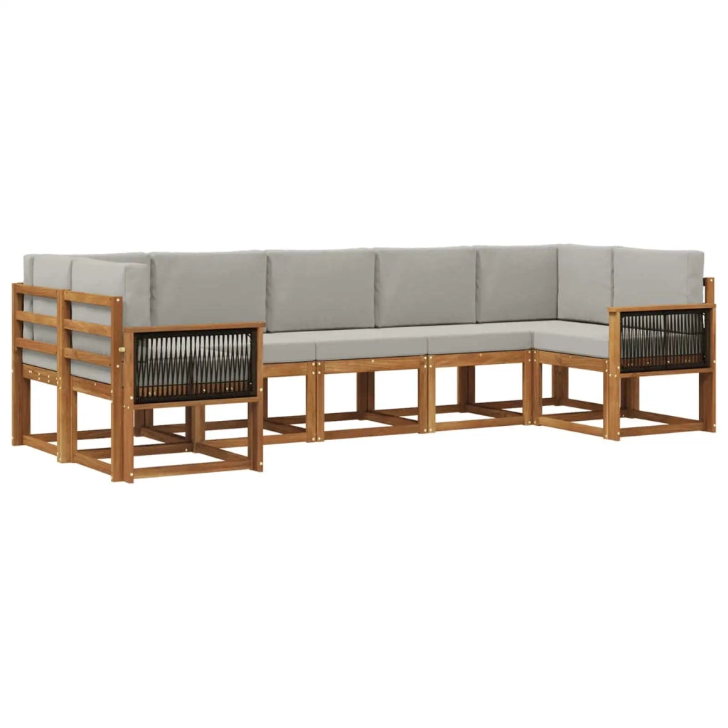 Set di divani da esterno 7 pz Naturale e Grigio Chiaro 3385512