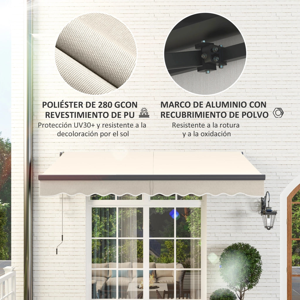 Toldo Retrattile Manuale per Giardino e Terrazza ¨C zephmum ¨C Crema 296x250 cm