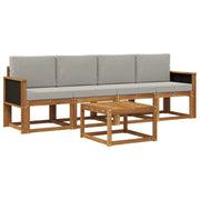 Set di divani da esterno 4 pcs Naturale e Grigio Chiaro