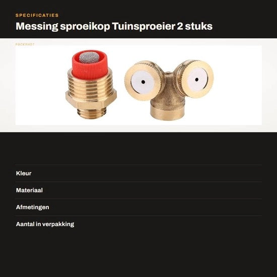 Sistema di Irrigazione a Spruzzo - 2 Pezzi - Materiale in Rame - Diametro di Spruzzo 1-3 Metri - Flusso 0,1-0,8 m3/h - Resistente ai Colpi