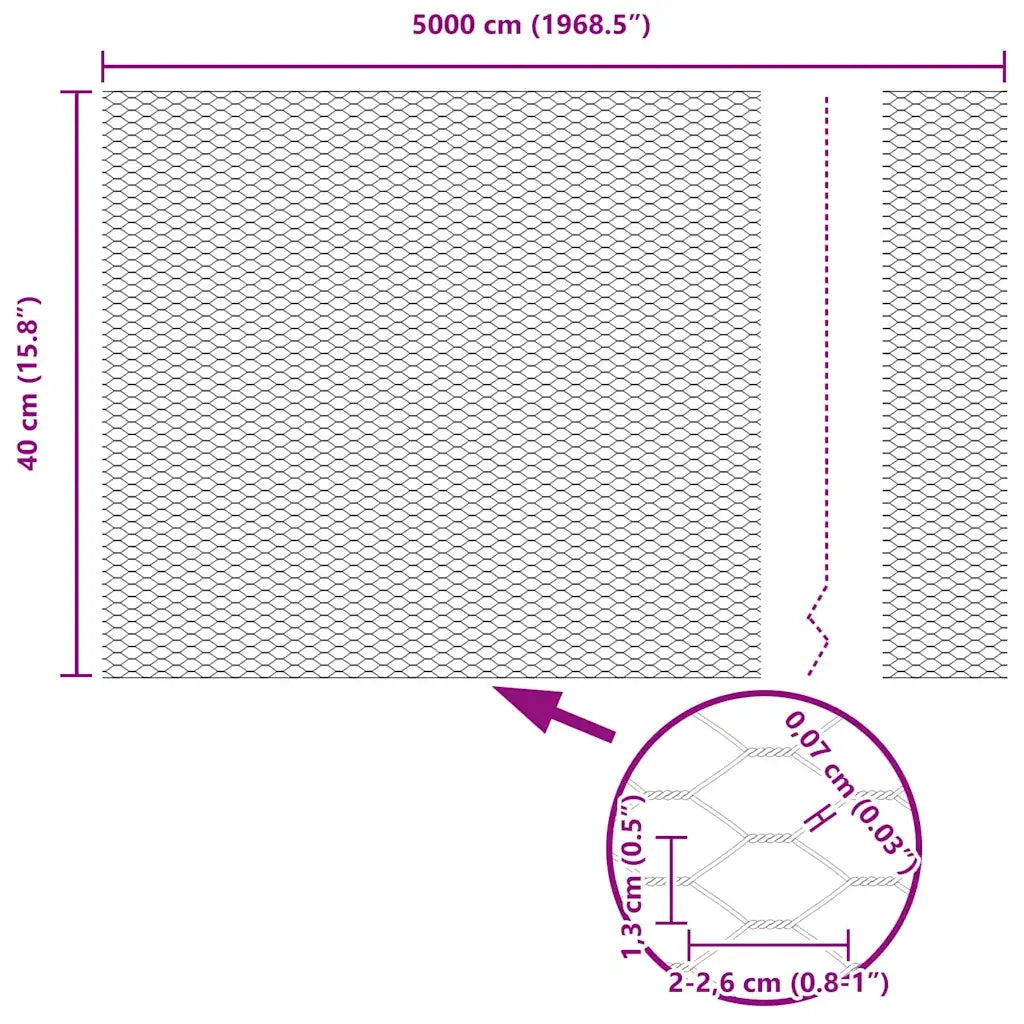 Recinzione Esagonale Grigio 0,4 x 50 m PVC 42005553