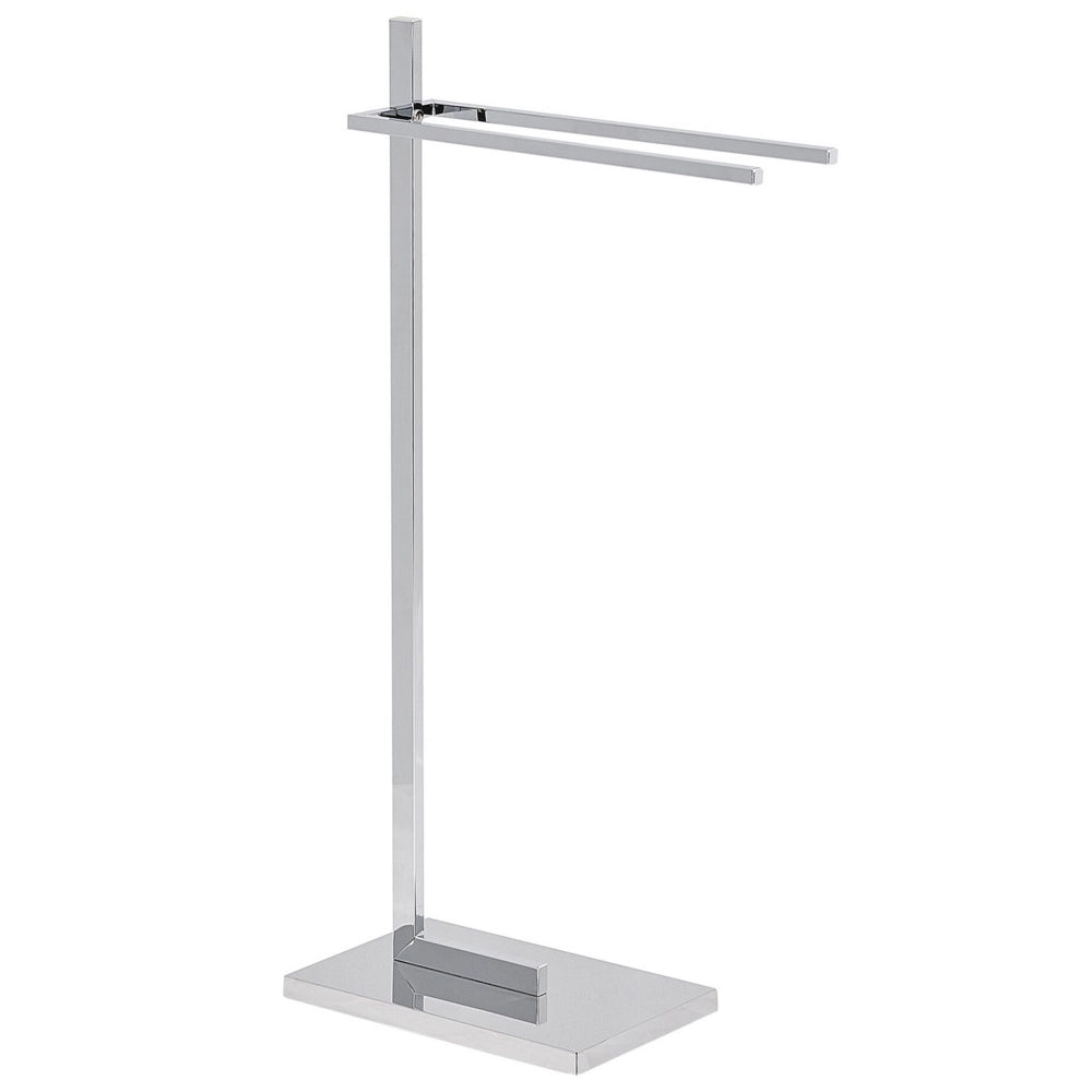 Porta asciugamani in acciaio argento lucido 2 binari Accessori bagno Porta asciugamani in piedi dal design moderno