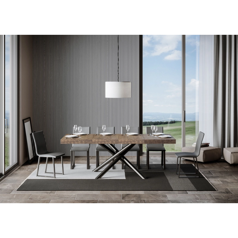 Tavolo allungabile 90x120/224 cm Famas Premium telaio Antracite - Noce