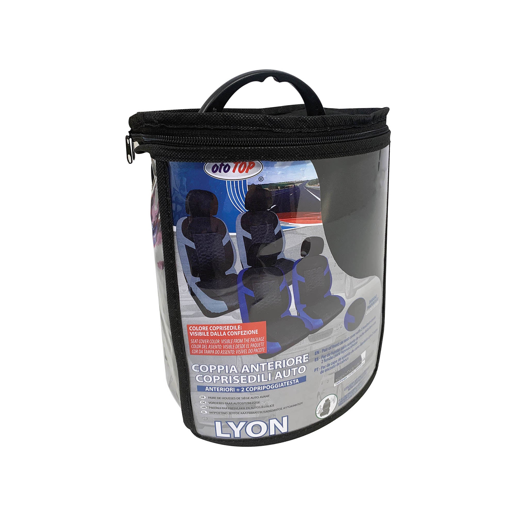 Coppia di Coprisedili Anteriori Universali in Poliestere e Spugna Lyon Grigi