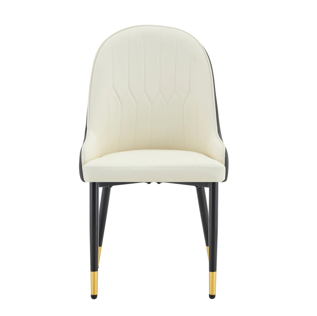 Set di 2 sedie da pranzo 91 cm con schienale a fulmine in PU e metallo grigio scuro e bianco nero