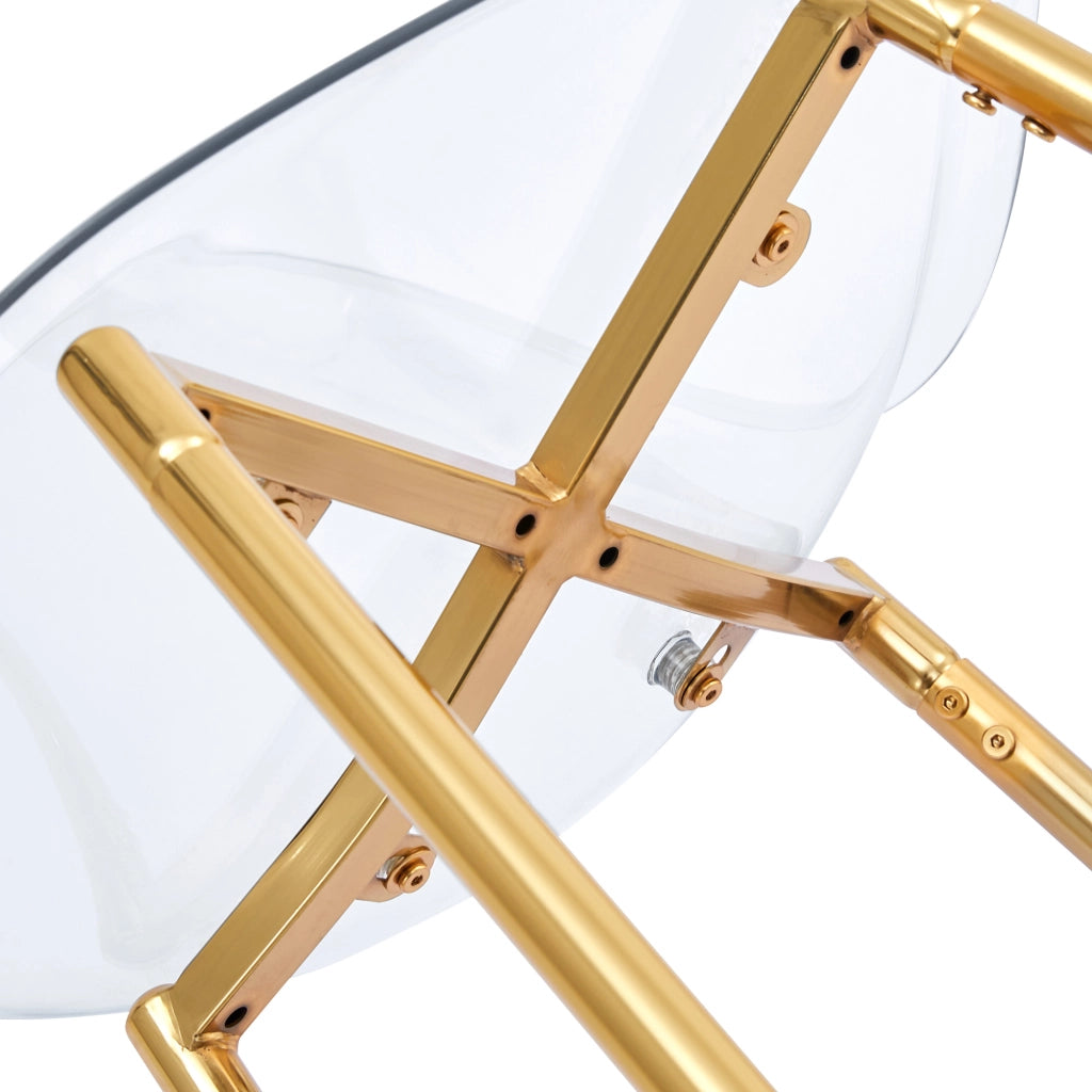 Sgabello da bar trasparente con struttura in metallo, design moderno per cucina, isola o sala da pranzo, colore oro