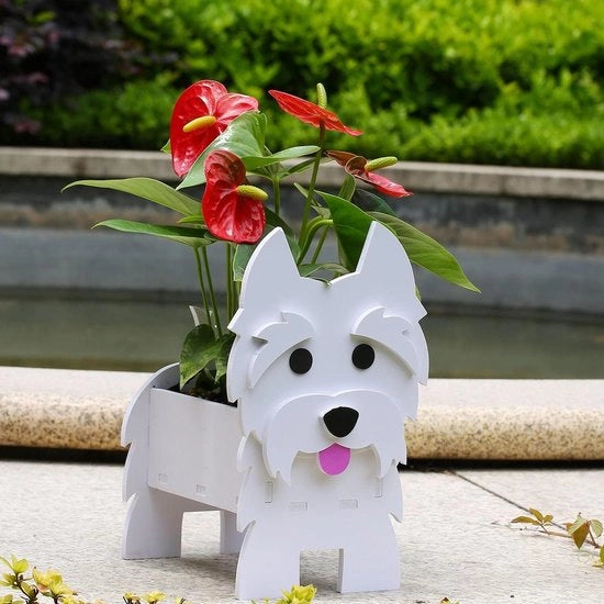 Vaso per cani Westie in PVC, forma rettangolare, per giardino interno, piante grasse e decorazione di interni