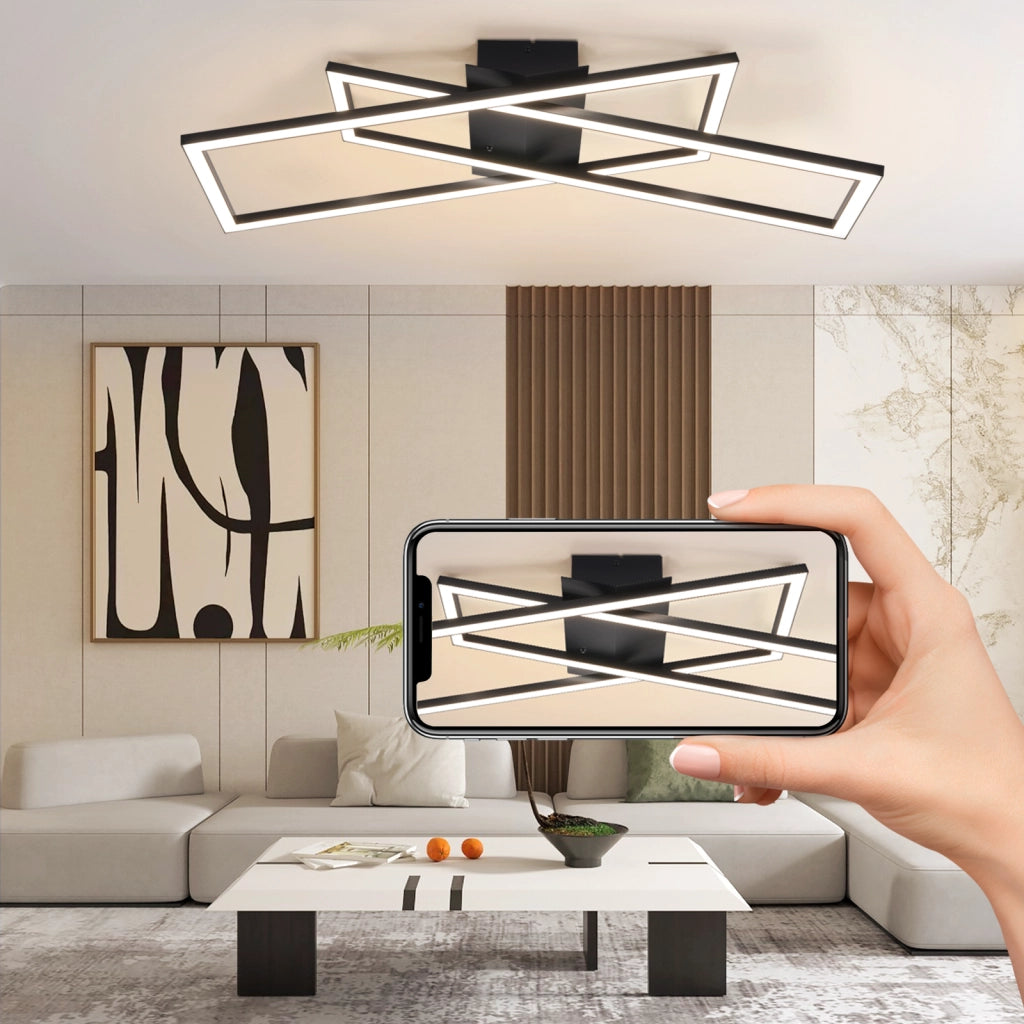 ZMH Lampada da soffitto LED 36W nera quadrata design moderno dimmerabile per cucina corridoio