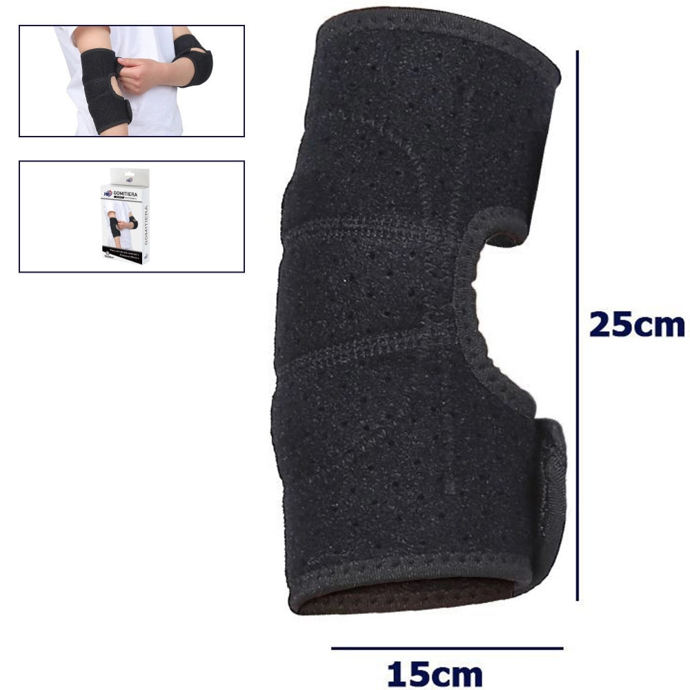Trade Shop - Gomitiera Fascia Elastica Supporto Tutore Per Gomito Anallergico Bambini Nero S -