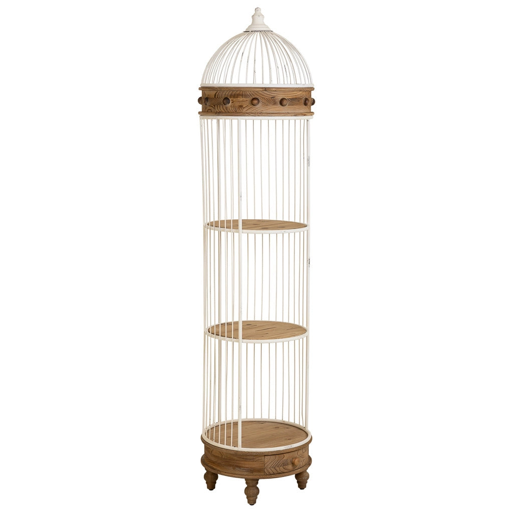Scaffale in legno bianco e metallo a 3 ripiani 40x40x176h cm