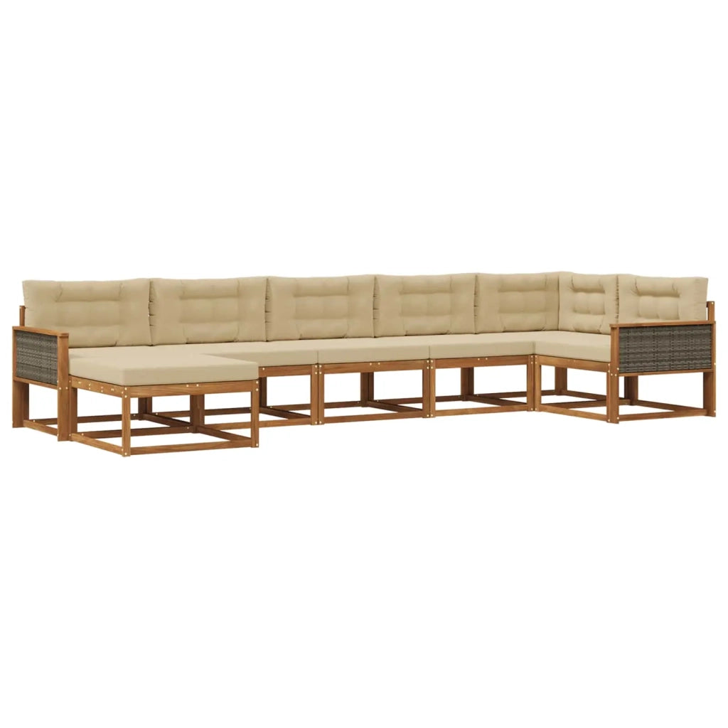 Set di divani da esterno 7 pz Naturale e Beige 3382741