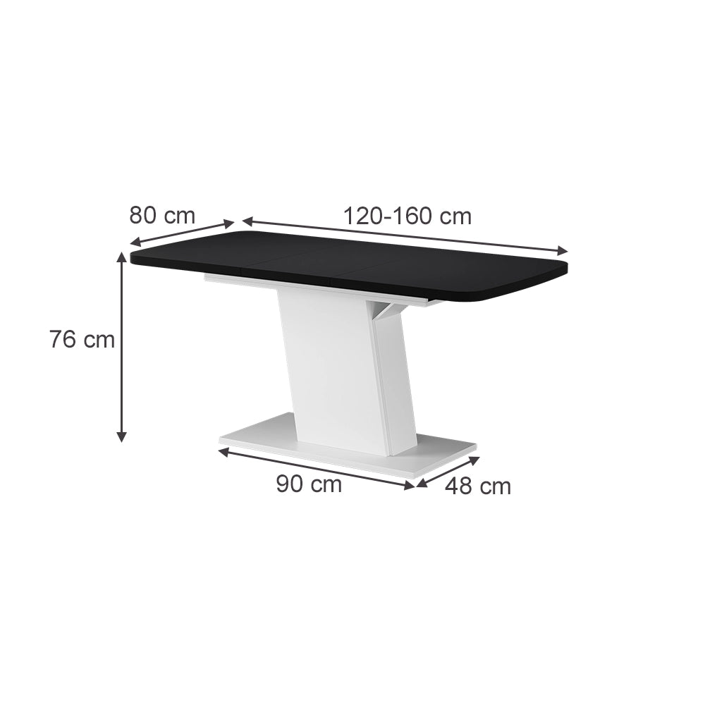 Vicco Tavolo da pranzo Estensibile Nero/bianco 120/160 x 80 cm