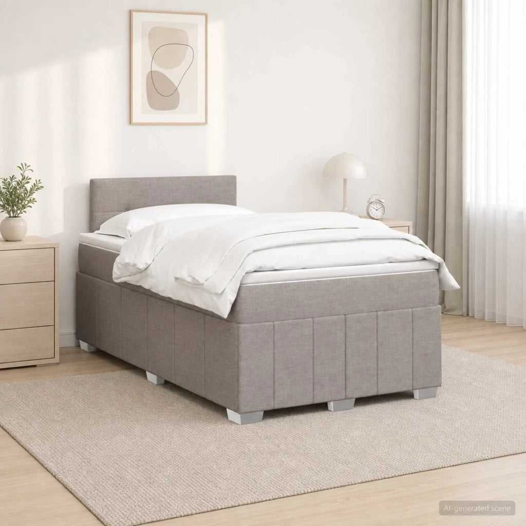 Letto box spring con materasso Tortora 120 x 190 cm Tessuto 3452632