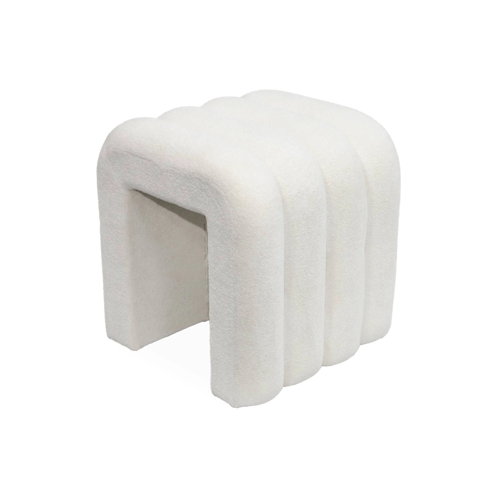 Set 2 pouf contemporanei in tessuto, bianco