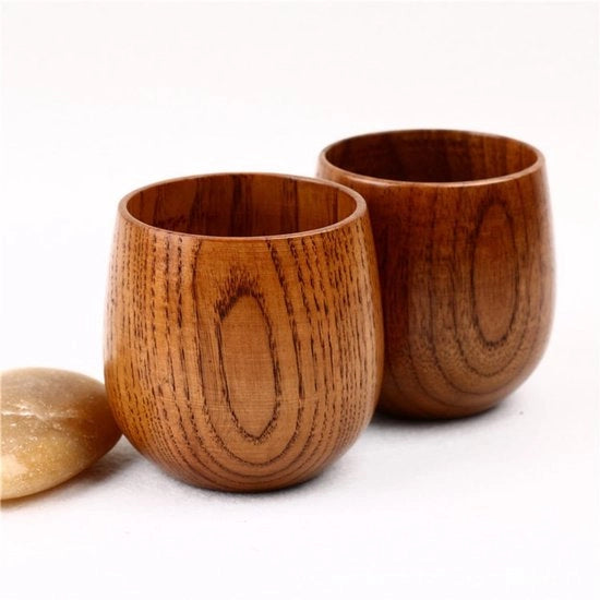 Tazze in Legno - 2 Pezzi - Coppe Decorative - Legno Ecologico - Isolamento Termico - Smalto Non Tossico - Tazze da Tè