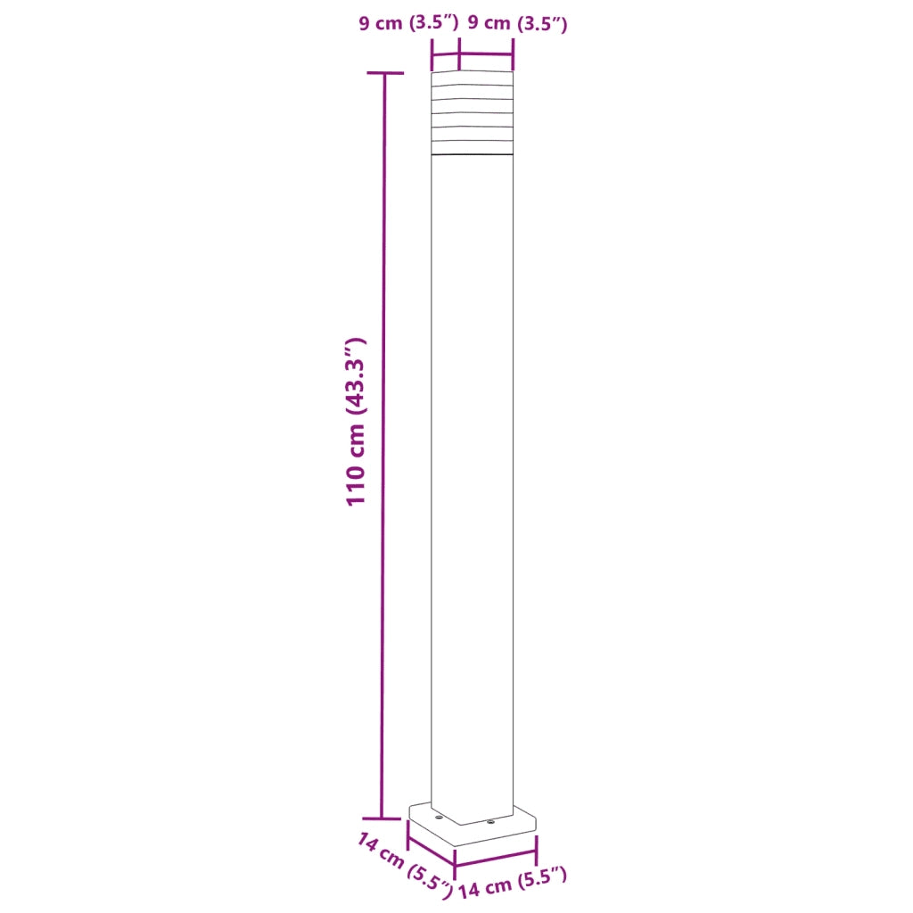 Lampada da Terra per Esterni Nera 110 cm in Alluminio CFW5637706