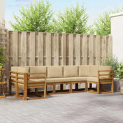 Set di divani da esterno con cuscino 7 pcs Naturale e Beige