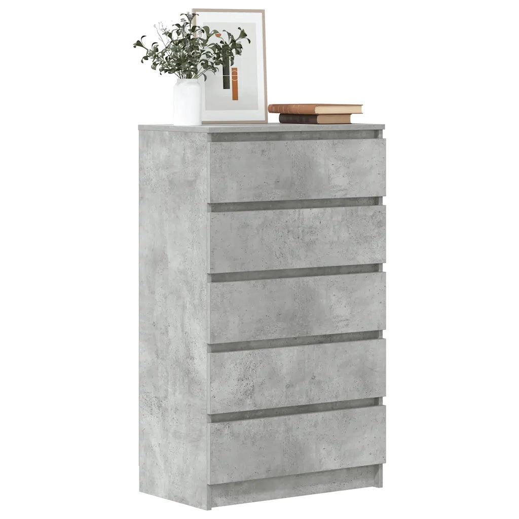 Cassettiera Grigio Cemento 60x36x103 cm in Legno Multistrato