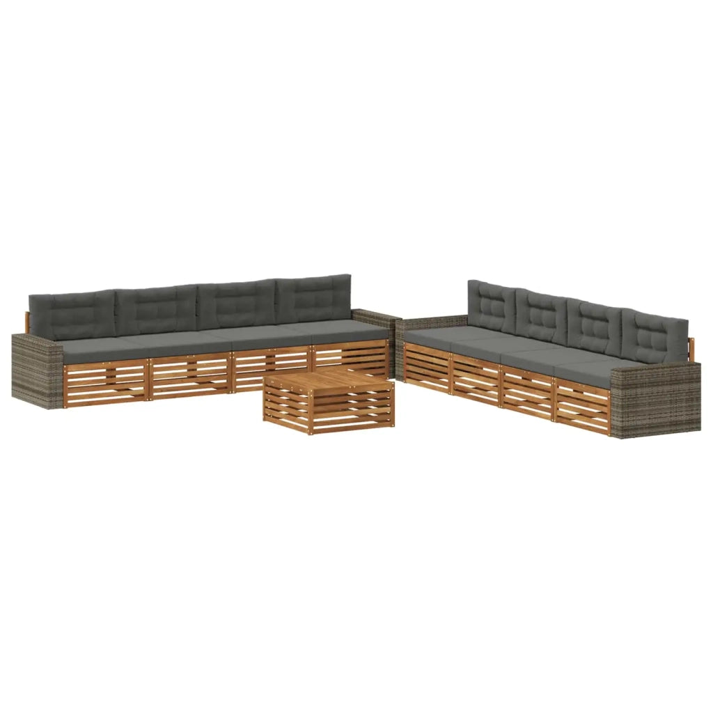 Set di divani da esterno 9 pcs Naturale e Antracite Poliestere 3383190