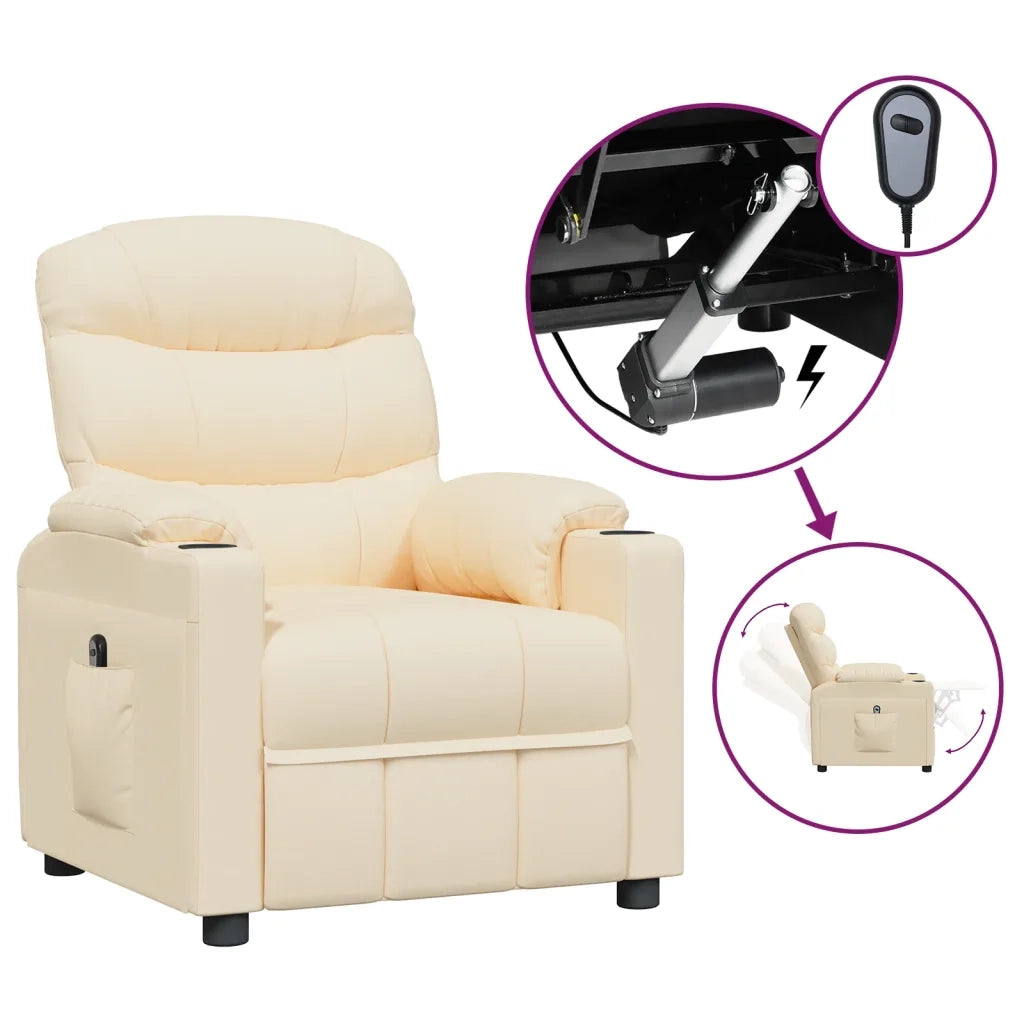 Poltrona Elettrica Reclinabile Crema in Tessuto 3143500